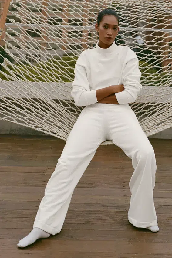 Pantalones de chándal Serenity de pierna ancha - Marfil