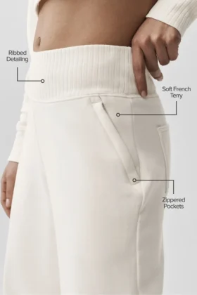 Pantalones de chándal Serenity de pierna ancha – Marfil