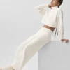 Pantalones de chándal Serenity de pierna ancha - Marfil