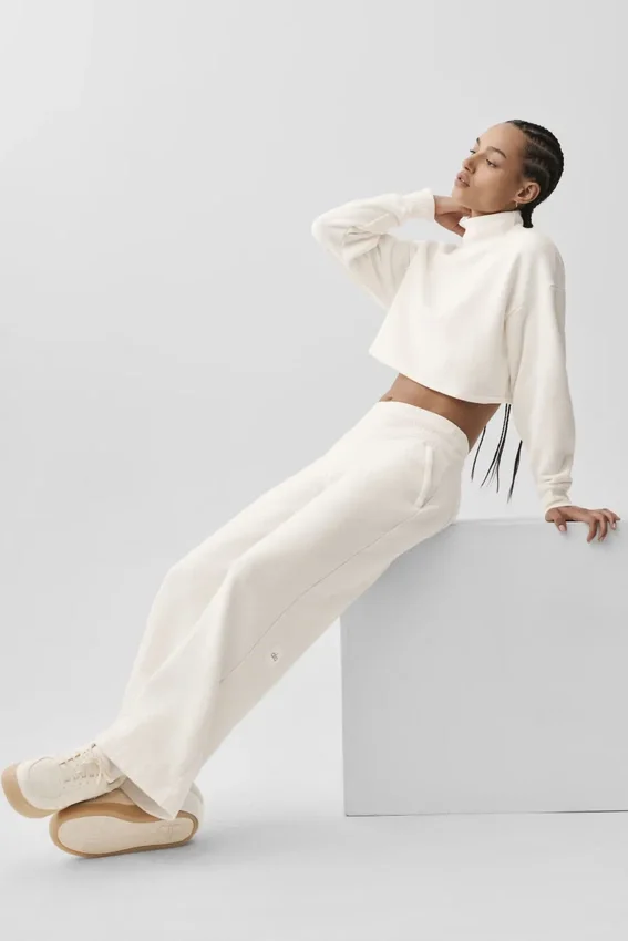 Pantalones de chándal Serenity de pierna ancha - Marfil
