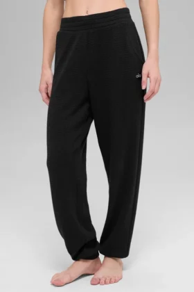 Pantalones de chándal Waffle Weekend Escape - Negro