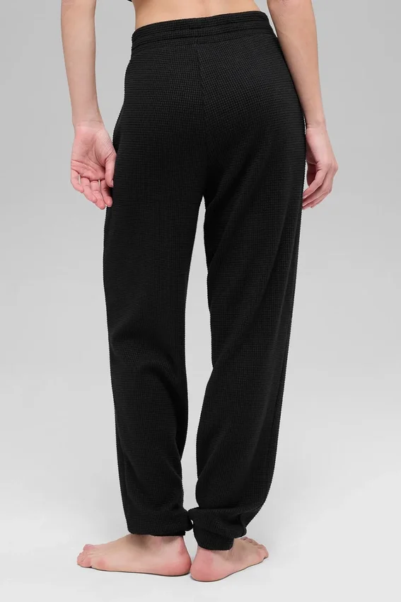 Pantalones de chándal Waffle Weekend Escape - Negro