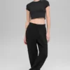 Pantalones de chándal Waffle Weekend Escape - Negro