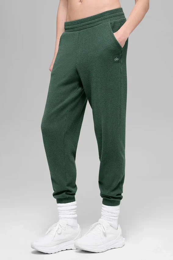Pantalones de chándal Waffle Weekend Escape - Verde trébol