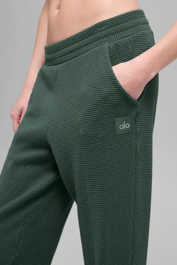 Pantalones de chándal Waffle Weekend Escape - Verde trébol