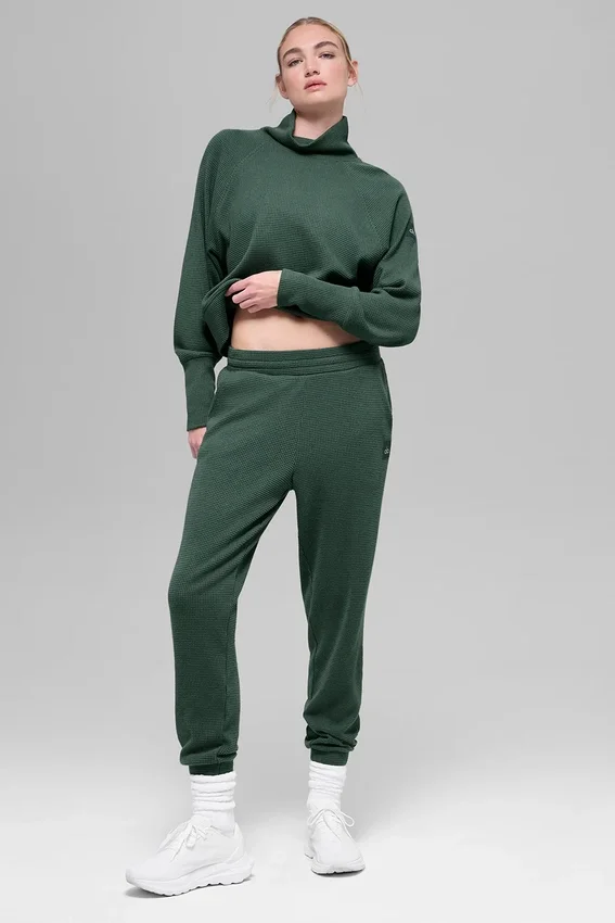 Pantalones de chándal Waffle Weekend Escape - Verde trébol