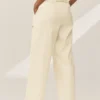 Pantalones de pierna ancha Riviera de mezcla de lino - Beige arena