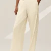 Pantalones de pierna ancha Riviera de mezcla de lino - Beige arena