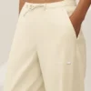Pantalones de pierna ancha Riviera de mezcla de lino - Beige arena