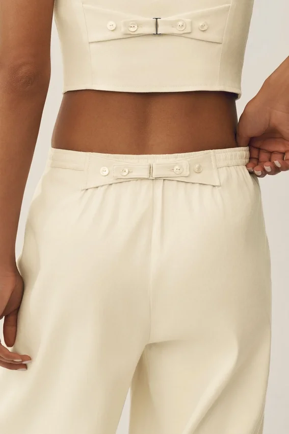 Pantalones de pierna ancha Riviera de mezcla de lino - Beige arena