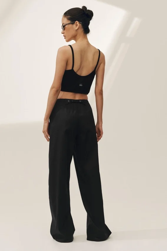 Pantalones de pierna ancha «Riviera» de mezcla de lino — Negro