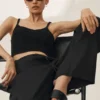 Pantalones de pierna ancha «Riviera» de mezcla de lino — Negro