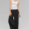 Pantalones de pierna ancha y aireados (corte regular) - Negro