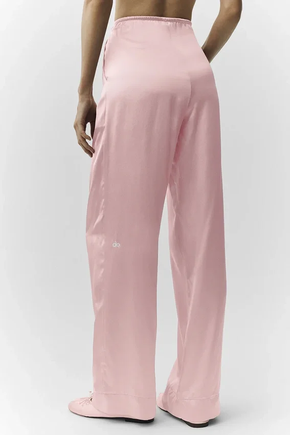 Pantalones de seda Luminous (corte regular) - Rosa champán