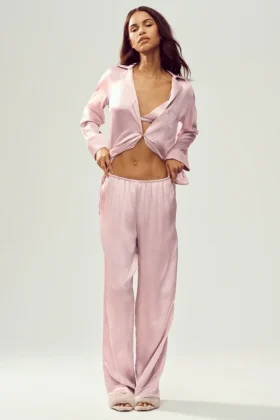 Pantalones de seda Luminous (largos) - Rosa champán