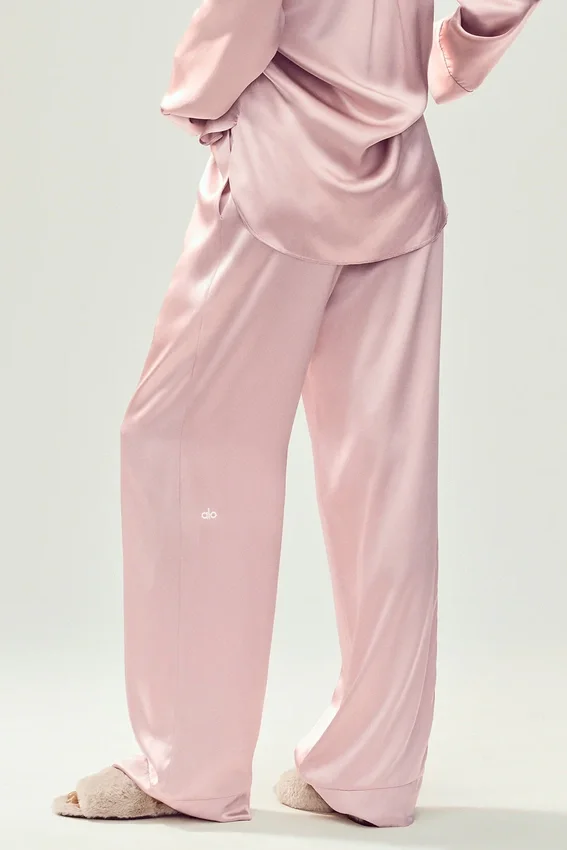 Pantalones de seda Luminous (largos) - Rosa champán