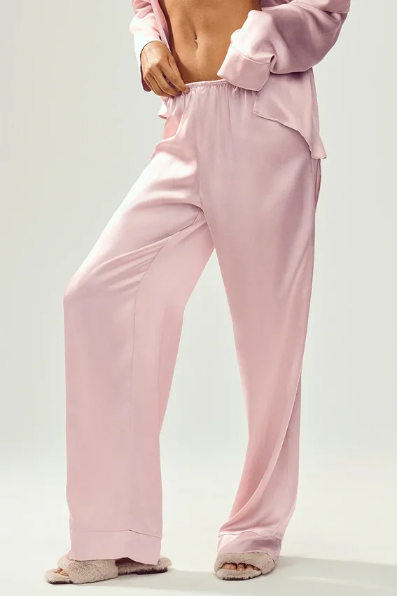 Pantalones de seda Luminous (largos) - Rosa champán