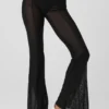 Pantalones Flicker de malla y cintura High-Waist - Negro