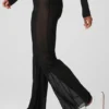 Pantalones Flicker de malla y cintura High-Waist - Negro