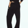 Pantalones High-Waist de cachemira, corte recto - Negro