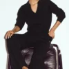 Pantalones High-Waist de cachemira, corte recto - Negro