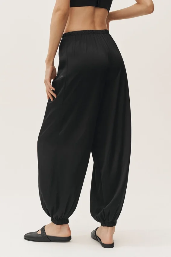 Pantalones High-Waist «Radiance» de mezcla de seda - Negro