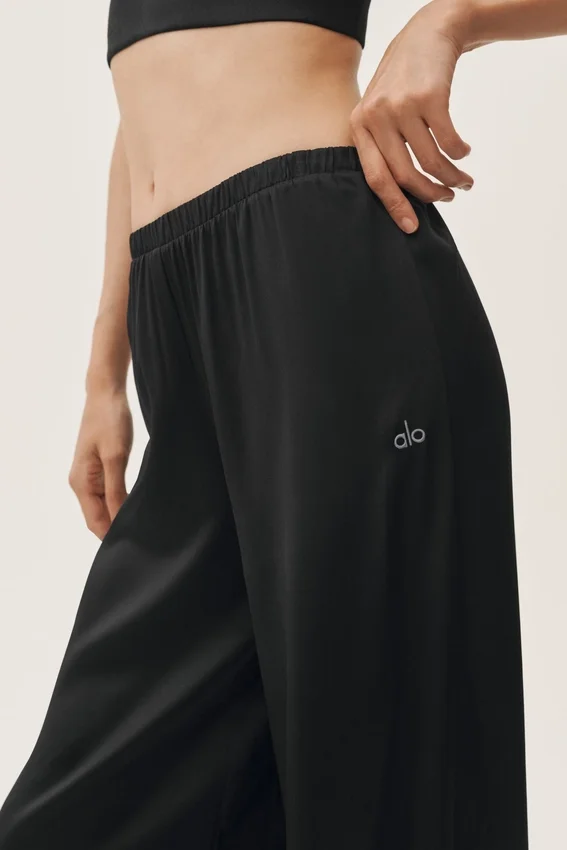 Pantalones High-Waist «Radiance» de mezcla de seda - Negro
