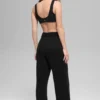 Pantalones High-Waist y pierna ancha «New Class» de lana y cachemira - Negro