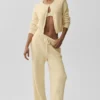 Pantalones High-Waist y pierna ancha «Snuggle up Jersé» — Amarillo candlelight
