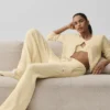 Pantalones High-Waist y pierna ancha «Snuggle up Jersé» — Amarillo candlelight