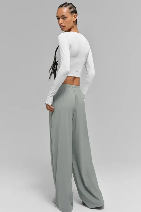 Pantalones holgados y frescos (largo) - Gris lunar