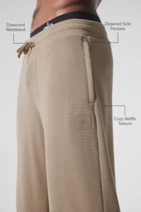 Pantalones rectos Elevate Waffle – Grava