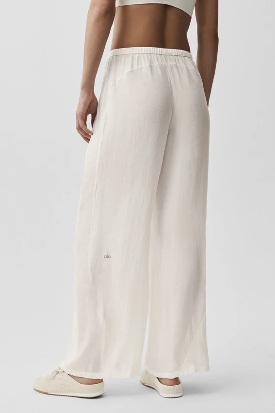 Pantalones rectos High-Waist «Golden Hour» semitransparentes - Marfil