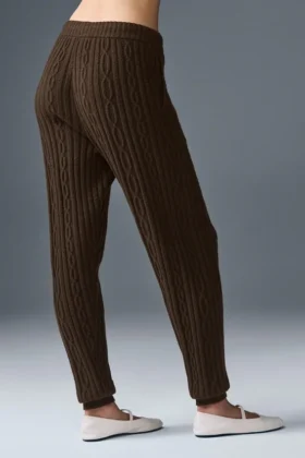 Pantalones Winter Bliss de punto trenzado – Espresso