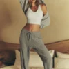 Pantalones «Winter Bliss» de punto trenzado - Gris jaspeado deportivo