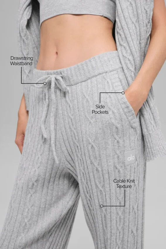 Pantalones «Winter Bliss» de punto trenzado - Gris jaspeado deportivo