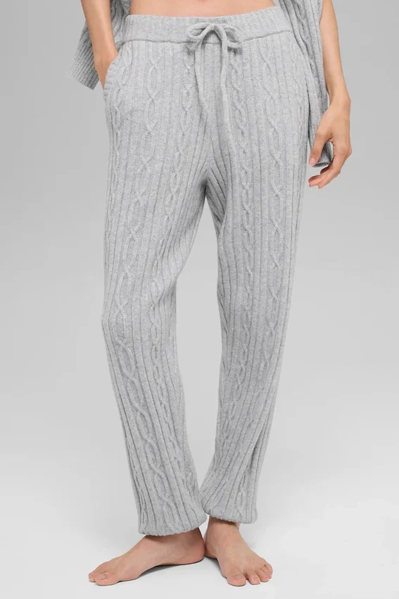 Pantalones «Winter Bliss» de punto trenzado - Gris jaspeado deportivo
