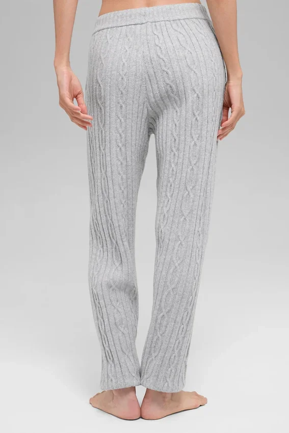 Pantalones «Winter Bliss» de punto trenzado - Gris jaspeado deportivo