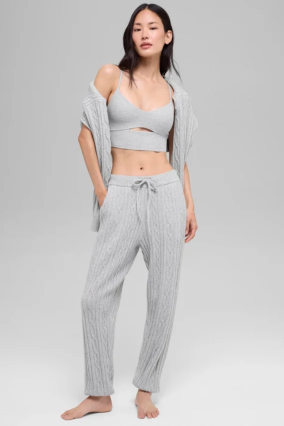 Pantalones «Winter Bliss» de punto trenzado - Gris jaspeado deportivo