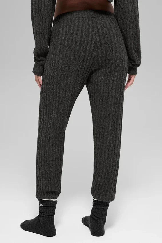 Pantalones «Winter Bliss» de punto trenzado - Gris jaspeado oscuro