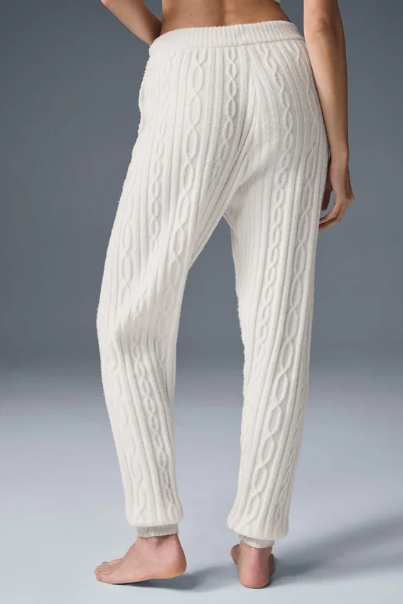 Pantalones Winter Bliss de punto trenzado - Marfil