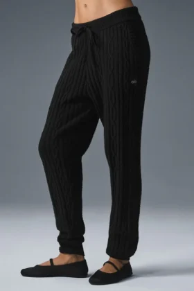 Pantalones «Winter Bliss» de punto trenzado - Negro