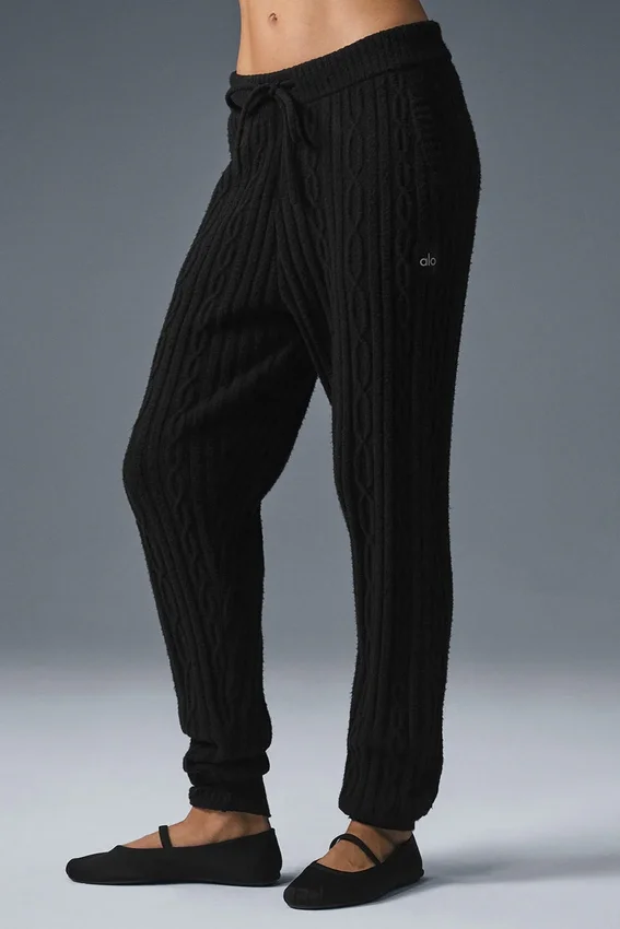 Pantalones «Winter Bliss» de punto trenzado - Negro