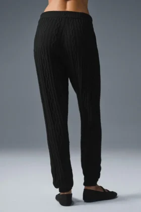 Pantalones «Winter Bliss» de punto trenzado – Negro