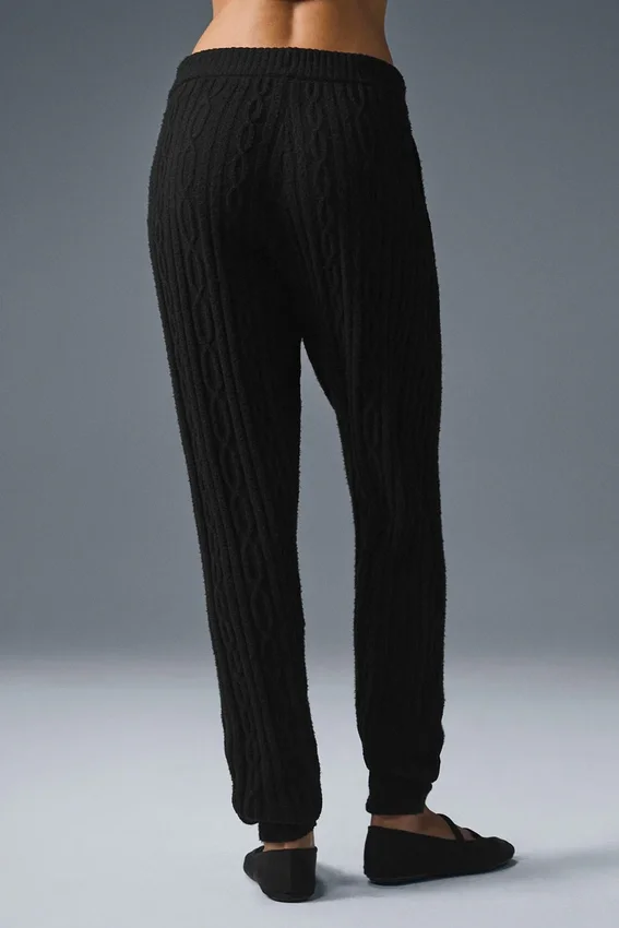 Pantalones «Winter Bliss» de punto trenzado - Negro