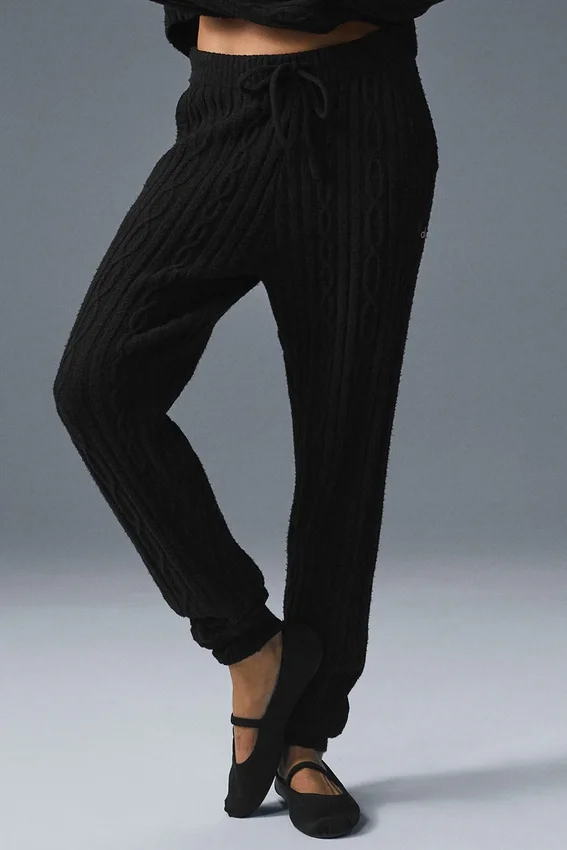 Pantalones «Winter Bliss» de punto trenzado - Negro
