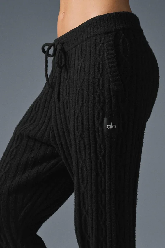 Pantalones «Winter Bliss» de punto trenzado - Negro