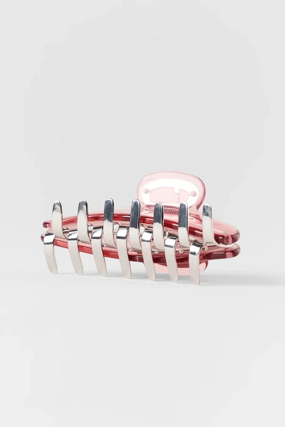Pinza de acrílico «Illusion» - Rosa vintage/cromo