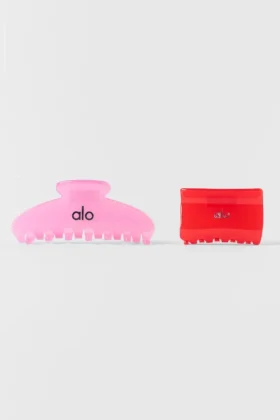 Pinza Effortless Claw Clip (pack de 2) - Rosa corazón de caramelo/Rojo brillante