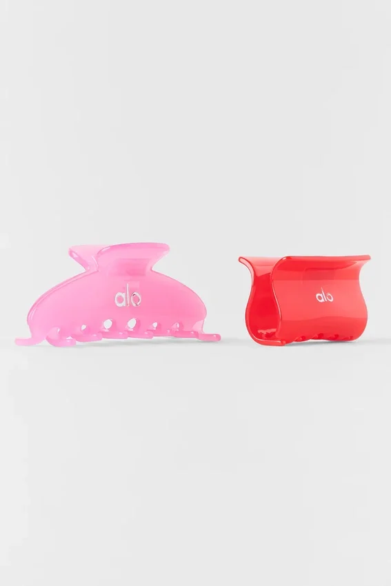 Pinza Effortless Claw Clip (pack de 2) - Rosa corazón de caramelo/Rojo brillante